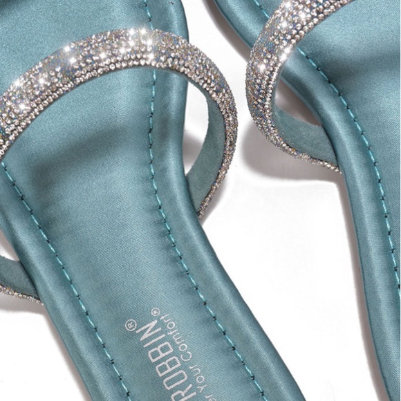Teal rhinestoned strap sandal - Picture 5 of 6